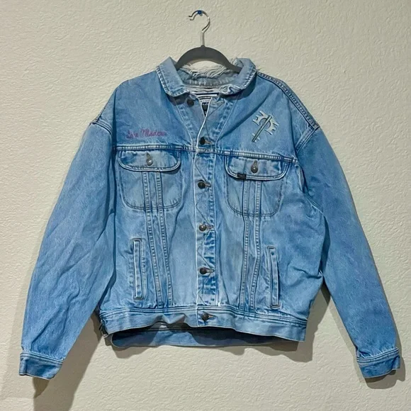 Vintage 90s MELISSA ETHERIDGE Chrome Plated Lee Denim Tour Jean Jacket Size XL - Picture 2 of 7